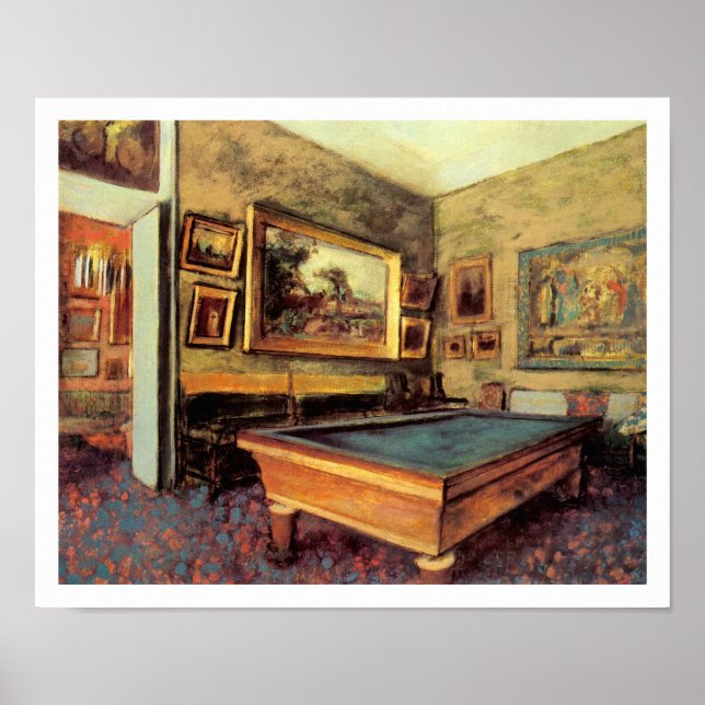 Billiard Room at Meni-Hubert by Degas Poster (Framsidan)