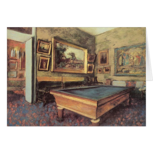 Billiard Room på Menil Hubert av Edgar Degas Hälsningskort (Framsidan Horizontal)