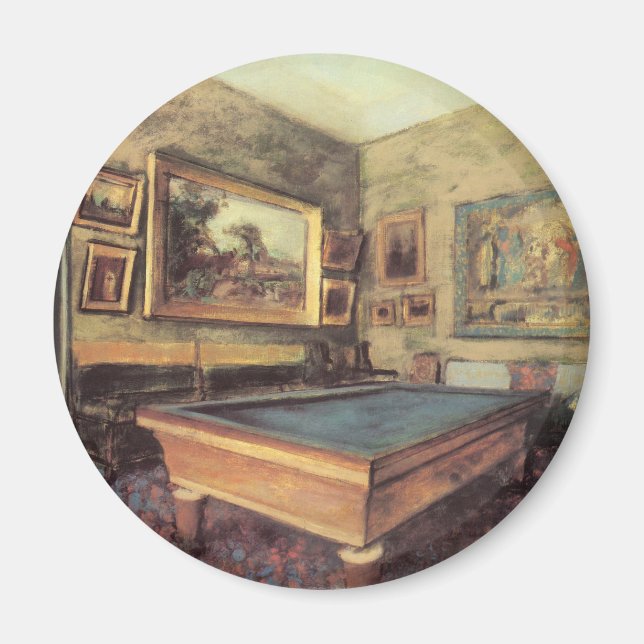 Billiard Room på Menil Hubert av Edgar Degas Magnet (Framsidan)