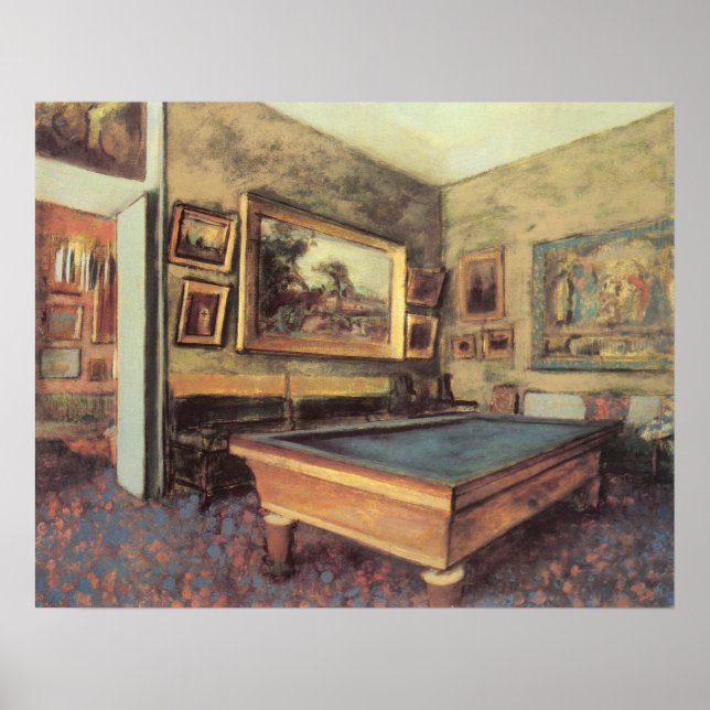 Billiard Room på Menil Hubert av Edgar Degas Poster (Framsidan)