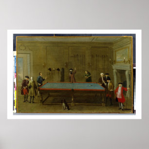 Billiard-rummet (olja på canvas) poster
