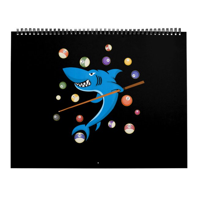 Billiard Shark 8 Boll Player Bassäng Bord Cue Stic Kalender (Omslag)
