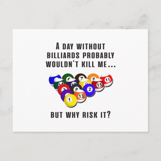 Billiard Snooker Bassäng Billiards Funny Gift Idea Vykort (Framsida)