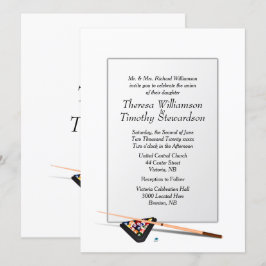 Billiard Theme Wedding Investigation White Bröllop Inbjudningar