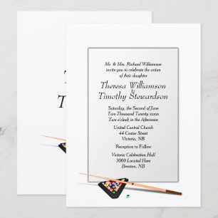 Billiard Theme Wedding Investigation White Bröllop Inbjudningar