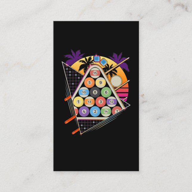 Billiard Vaporwave 80s 90s Snooker Bassäng Player Visitkort (Framsida)