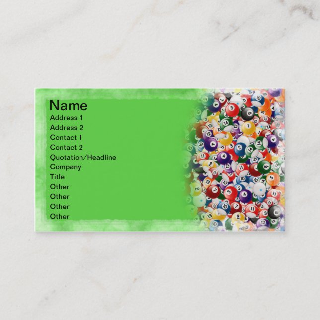 Billiardbollar Visitkort (Framsida)