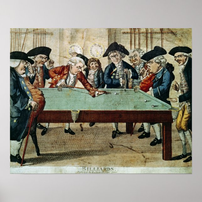 Billiards, 1800-talets etsning av R.Sayer Poster (Framsidan)