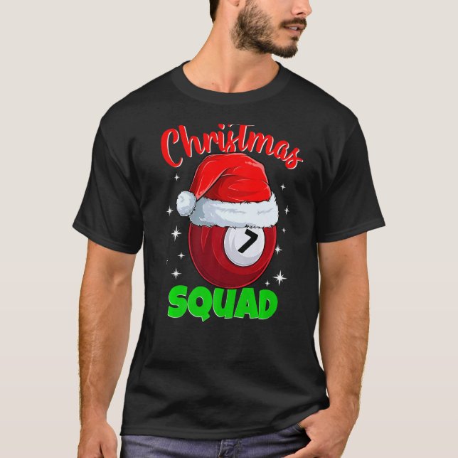 Billiards 7 Ball Christmas Squad Pool Balls Billia T Shirt (Framsida)