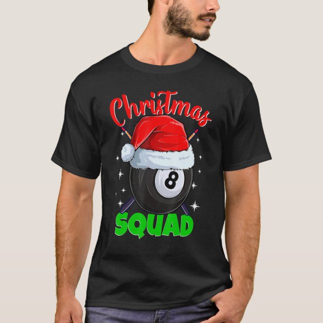 Billiards 8 Ball Christmas Squad Pool Balls Billia T Shirt (Framsida)