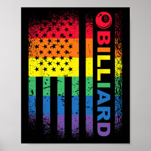 Billiards 8-boll Bassäng Billiard American Flagga Poster