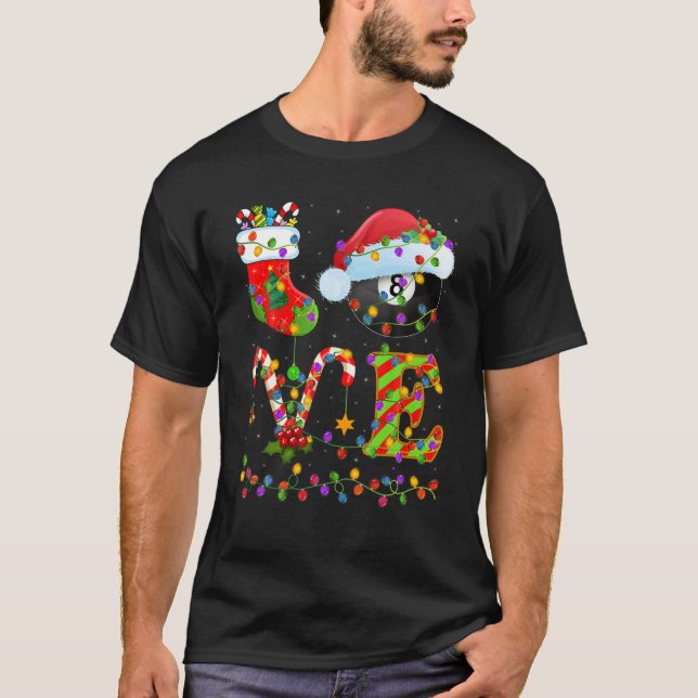 Billiards Älskare Julafton Lighting Santa Kärlek B T Shirt (Framsida)