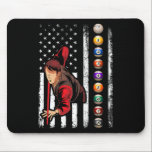 Billiards Älskare Retro American Flagga Billiards  Musmatta<br><div class="desc">Billiards Älskare Retro American Flagga Billiards 4 juli</div>