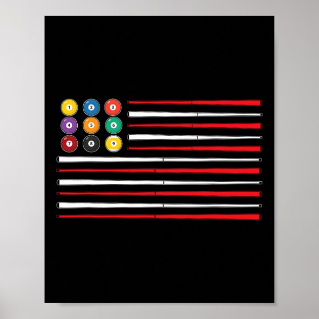 Billiards American Flagga Cue Bassäng Billiard Pla Poster (Framsidan)