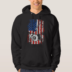 Billiards American Flagga Cue Bassäng Bollar Billi Hoodie