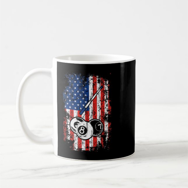 Billiards American Flagga Cue Bassäng Bollar Billi Kaffemugg (Vänster)