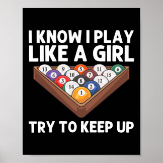 Billiards Art för flickor 8 miljarder Boll Bassäng Poster