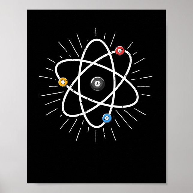 Billiards Atom Funny Science 8-Boll Bassäng Snooke Poster (Framsidan)
