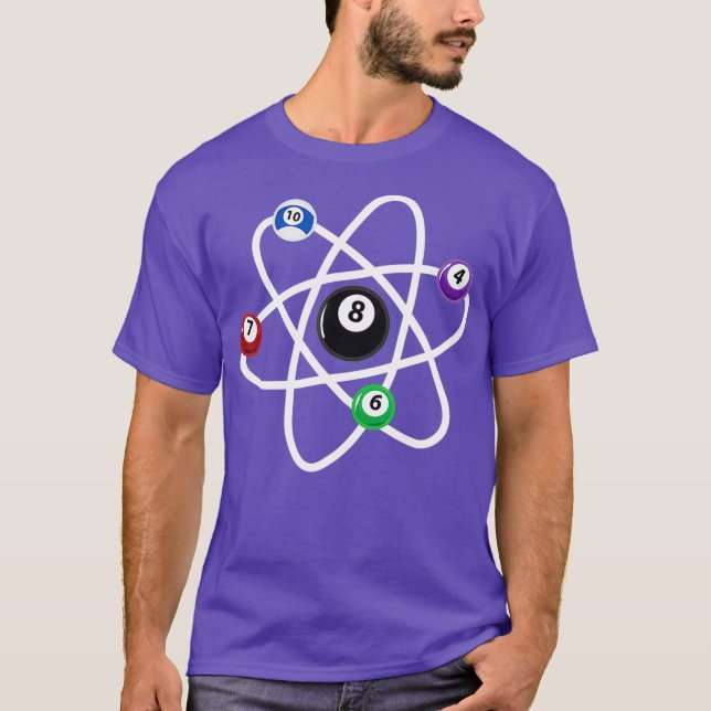 Billiards Atom Science 8Boll Bassäng Älskare T Shirt (Framsida)