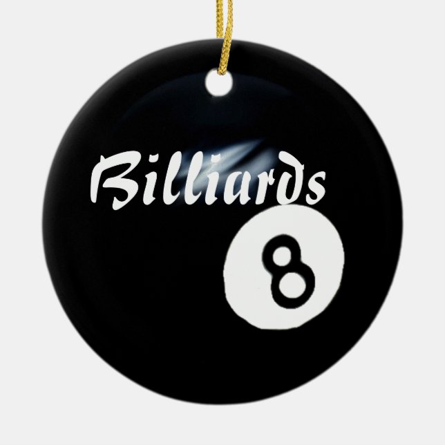 "Billiards-Bakom 8 Boll-Ornament" Julgransprydnad Keramik (Framsidan)