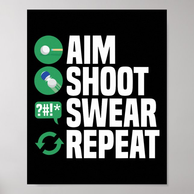 Billiards Bassäng Aim Shoot Swear Funny Poster (Framsidan)