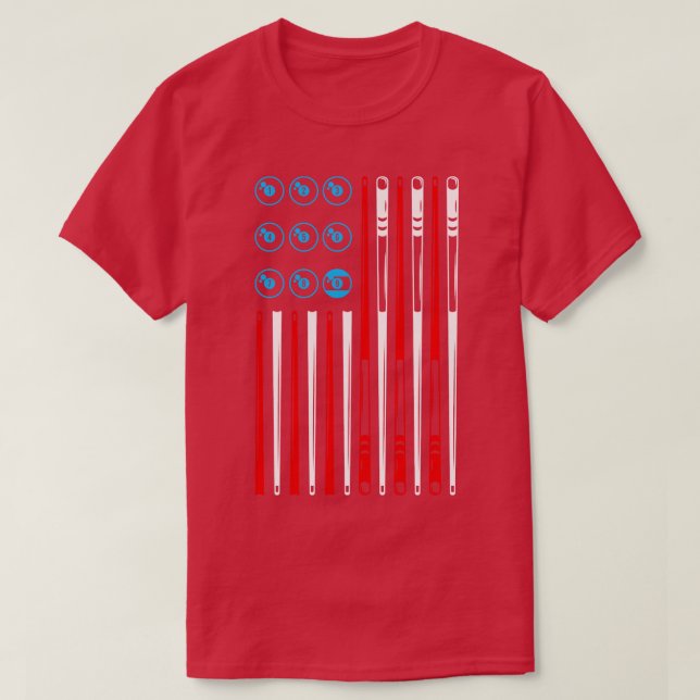 Billiards Bassäng American Flagga T Shirt (Design framsida)