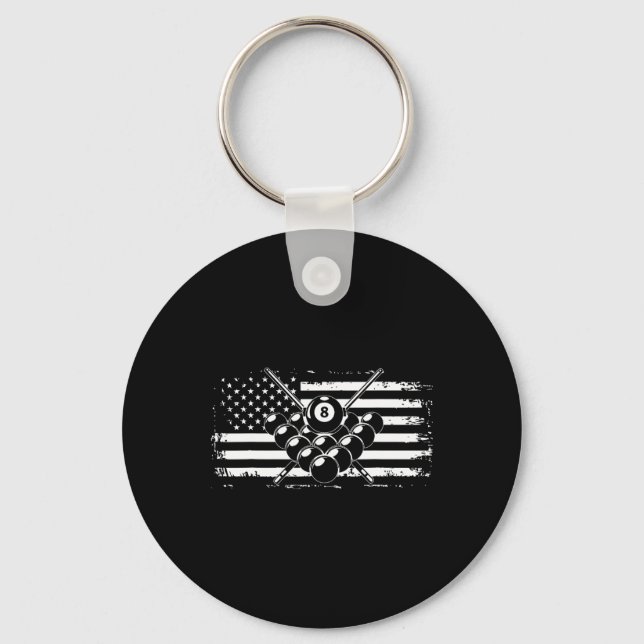 Billiards Bassäng Billiards American Flagga Gift Nyckelring (Framsida)