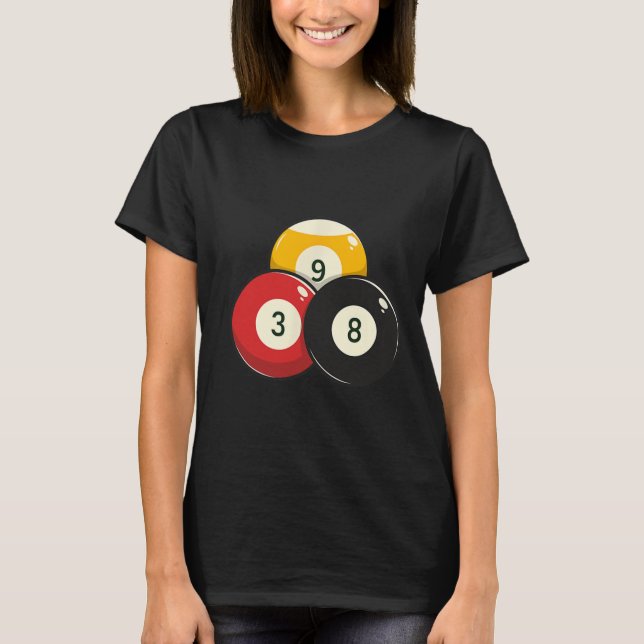 Billiards Bassäng Boll T Shirt (Framsida)