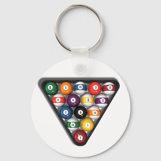 Billiards/Bassäng Bollar med skugga: Nyckelring (Framsida)