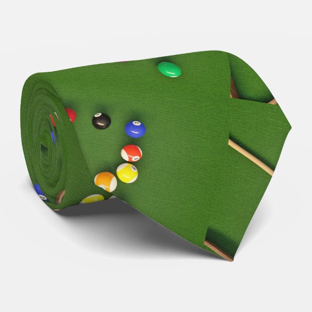Billiards Bassäng Bord och Bollar Necktie Slips (Rullad)