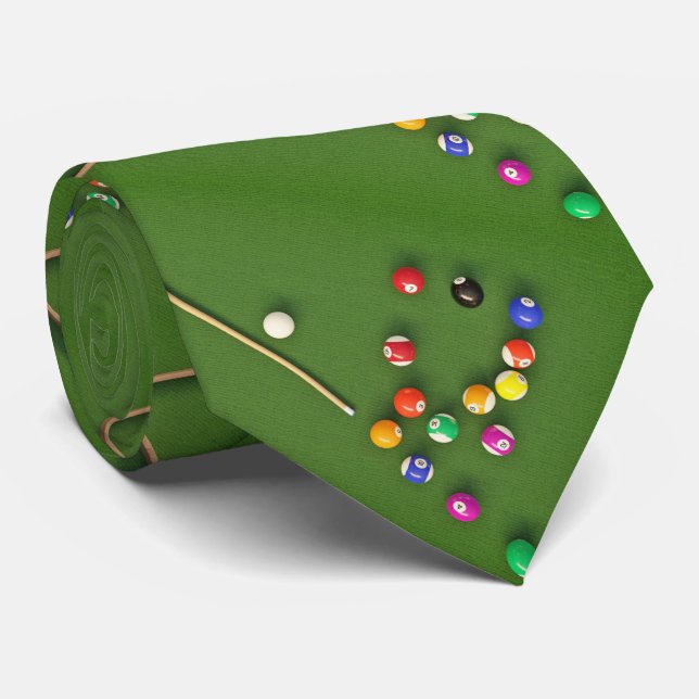Billiards Bassäng Bord och Bollar Necktie Slips (Rullad)