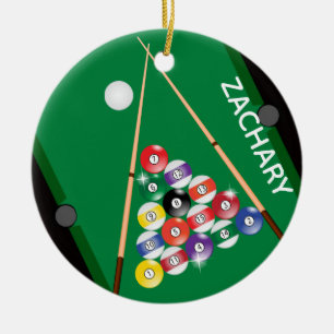 Billiards Bassäng Game Julgransprydnad Keramik