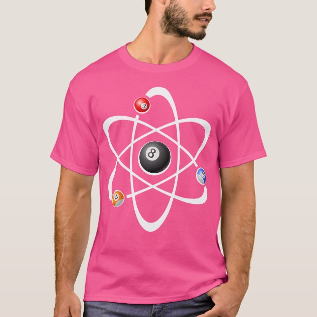 Billiards Bassäng Hall Sport Atom Science Nerd Gee T Shirt (Framsida)