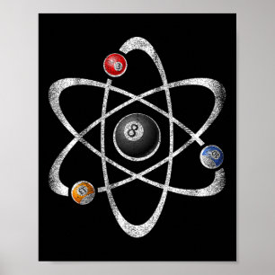 Billiards Bassäng Hall Sport Atom Science Vintage Poster