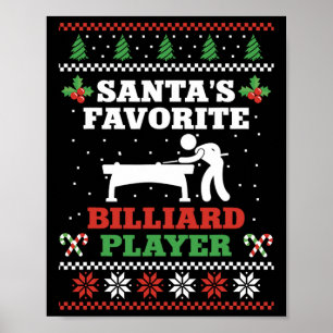 Billiards Bassäng Player Boll jul ugly Christma Poster