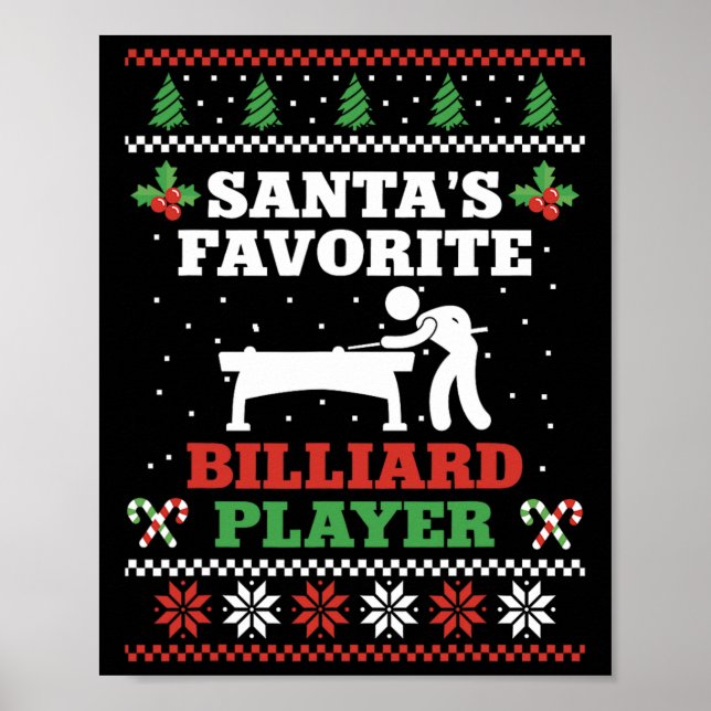 Billiards Bassäng Player Boll jul ugly Christma Poster (Framsidan)
