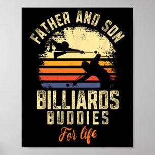 Billiards Bassäng Player Boll Pappa Son Retro Vint Poster
