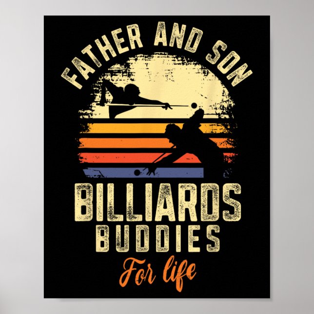 Billiards Bassäng Player Boll Pappa Son Retro Vint Poster (Framsidan)