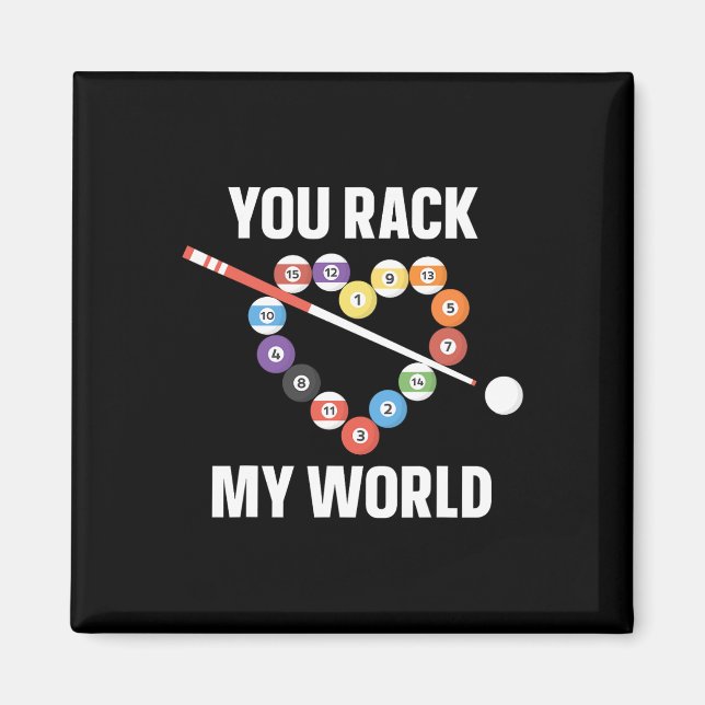 Billiards Bassäng Player Boll Pun Heart Valentines Magnet (Framsidan)