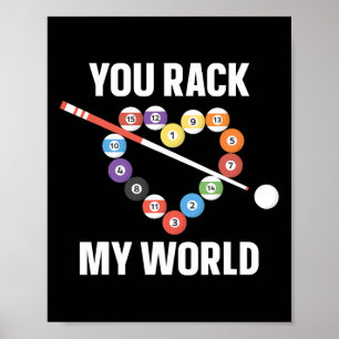Billiards Bassäng Player Boll Pun Heart Valentines Poster