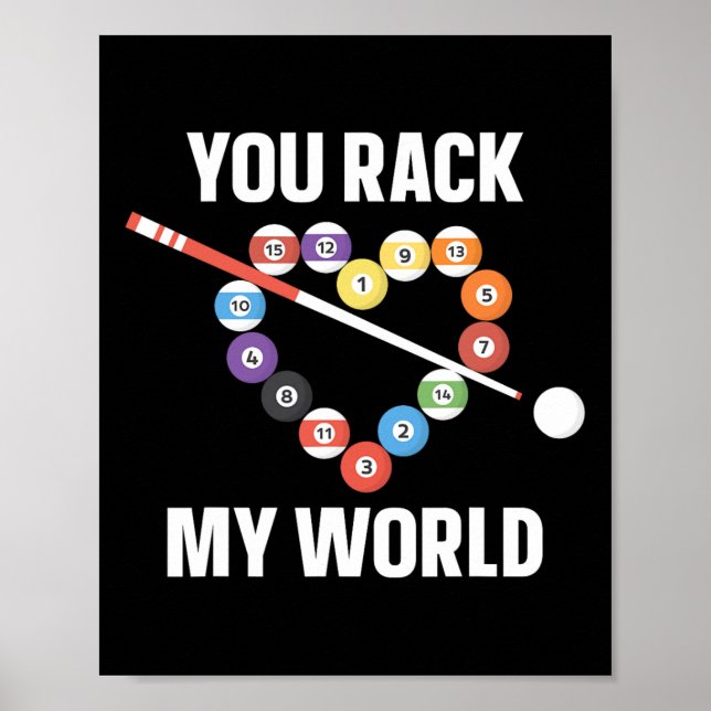 Billiards Bassäng Player Boll Pun Heart Valentines Poster (Framsidan)