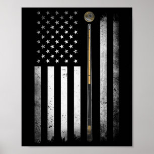 Billiards Bassäng Player Bord USA amerikanska Flag Poster