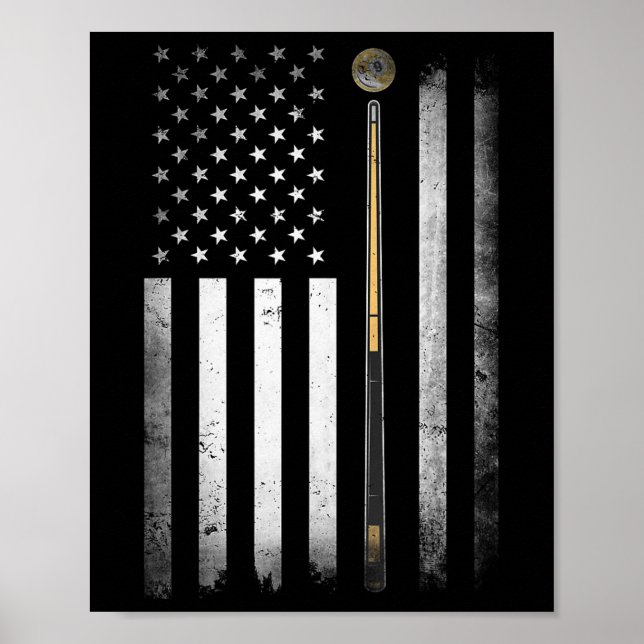 Billiards Bassäng Player Bord USA amerikanska Flag Poster (Framsidan)