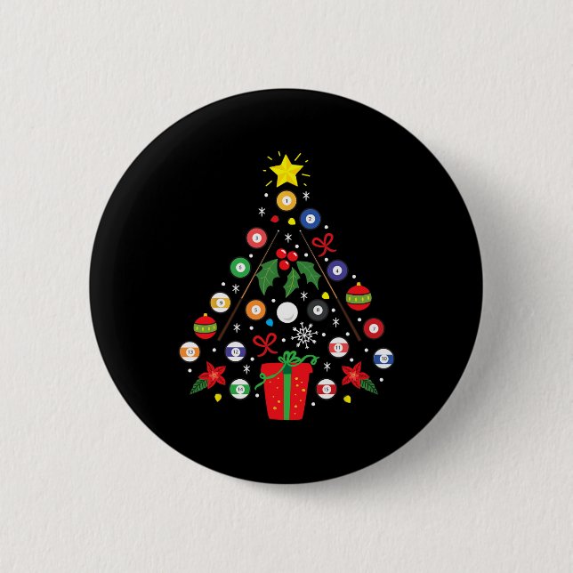 Billiards Bassäng Player jul Ornament Träd Funn Knapp (Framsida)