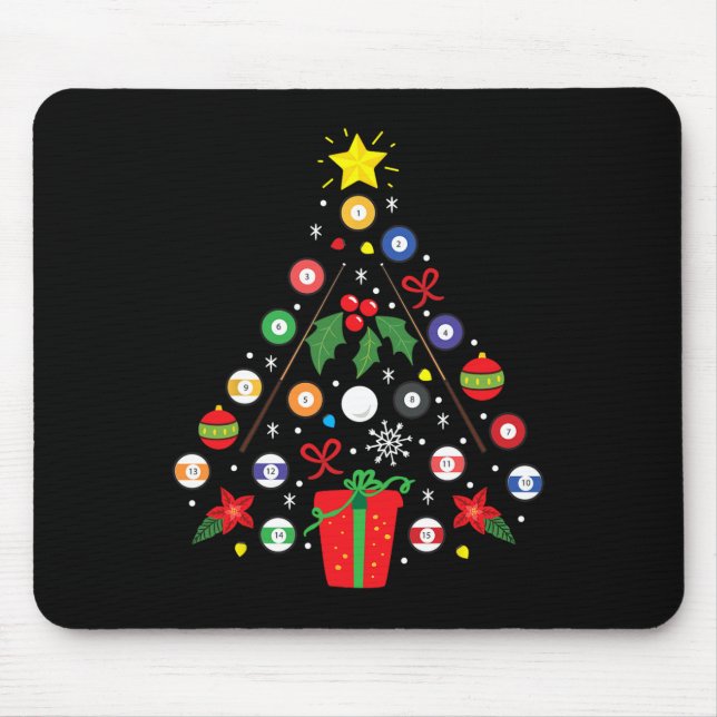Billiards Bassäng Player jul Ornament Träd Funn Musmatta (Framsidan)