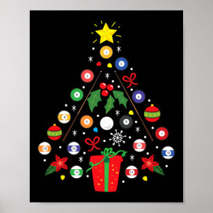 Billiards Bassäng Player jul Ornament Träd Funn Poster