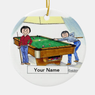 Billiards, Bassäng Player - kvinnor och kvinnor Julgransprydnad Keramik