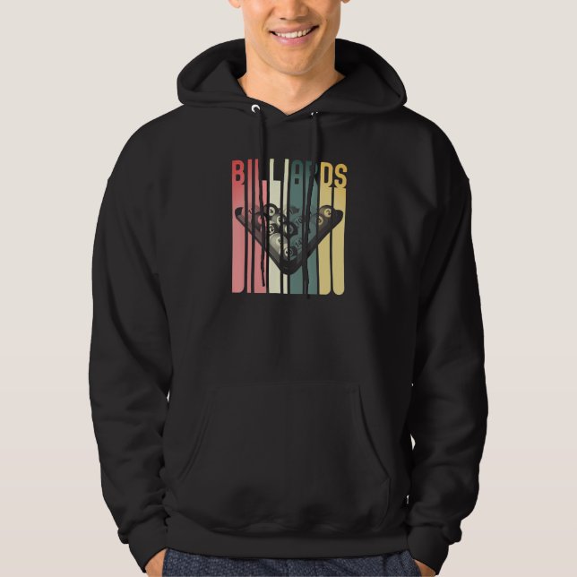 Billiards Bassäng Pub Sports Retro 8 Boll Stick Pl Hoodie (Framsida)