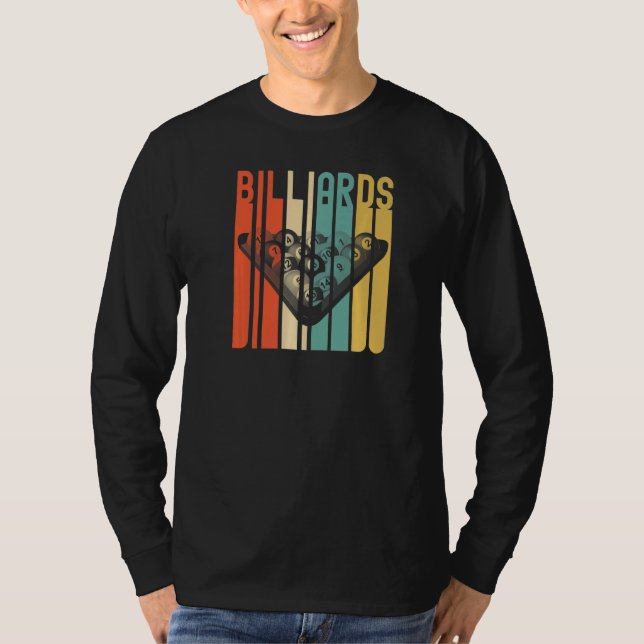 Billiards Bassäng Pub Sports Retro 8 Boll Stick Pl T Shirt (Framsida)