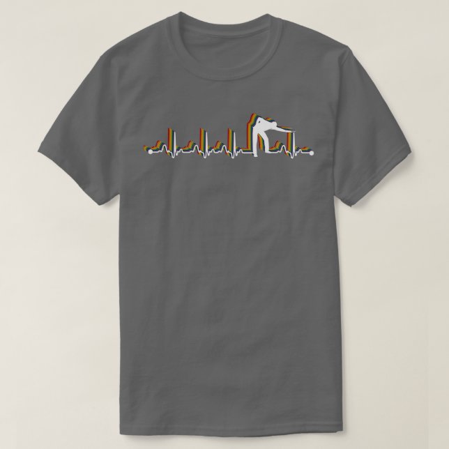 Billiards Bassäng Retro Heartslag EKG för Billiard T Shirt (Design framsida)